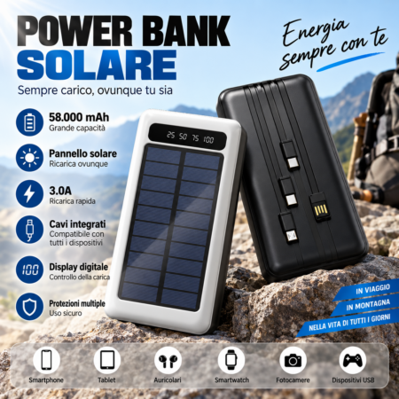 Power Bank 58000mA per viaggio e Outdoor